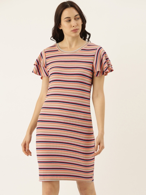 

Campus Sutra Women Multicoloured Candy Stripes T-shirt Dress, Multi