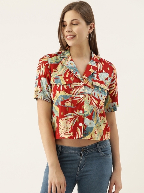 

Campus Sutra Women Red & Blue Regular Fit Printed Casual Shirt