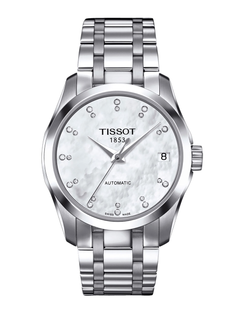 

TISSOT Women White Mother Of Pearl Automatic Swiss Analogue Watch T0352071111600