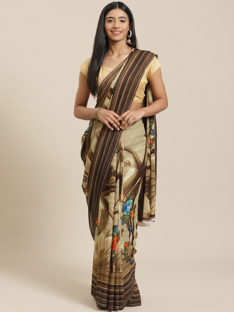 

KALINI Brown Printed Saree