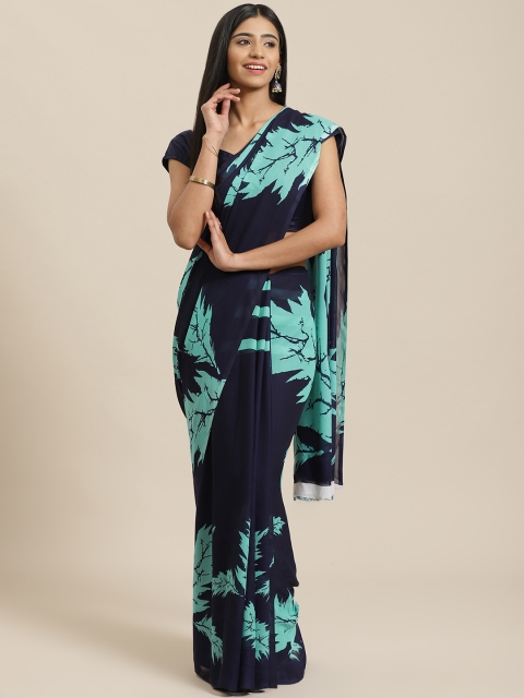 

KALINI Navy Blue Floral Printed Saree