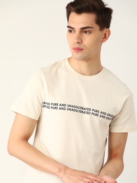 

ether Kora Collection Men Beige Typography Printed Sustainable T-shirt