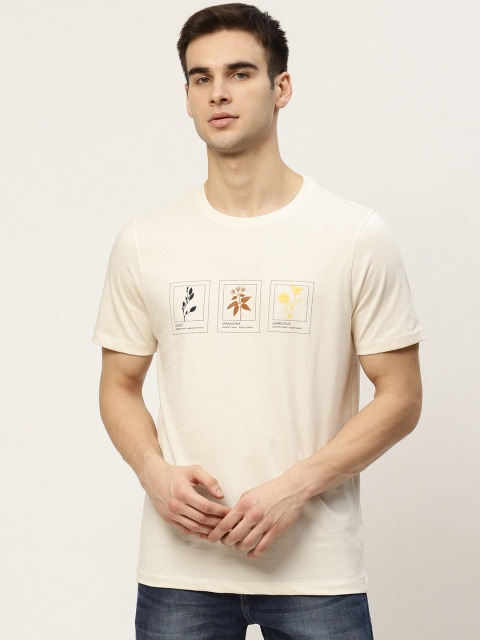 

ether Kora Collection Men Light Beige Sustainable Unbleached Fabric Cotton Printed Pure Cotton T-shirt