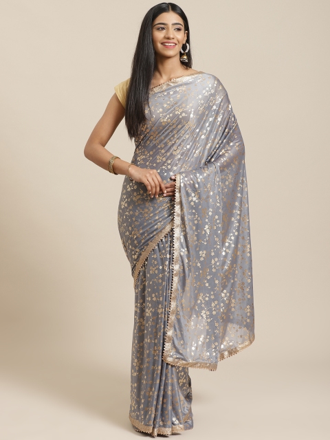

KALINI Grey & Golden Printed Saree