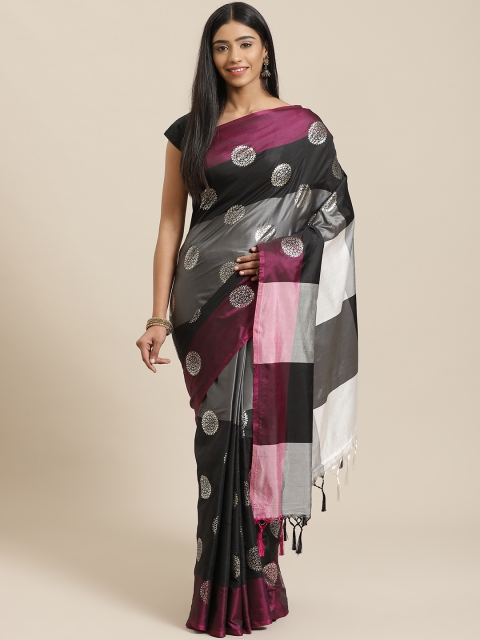 

KALINI Black & Silver Printed Saree