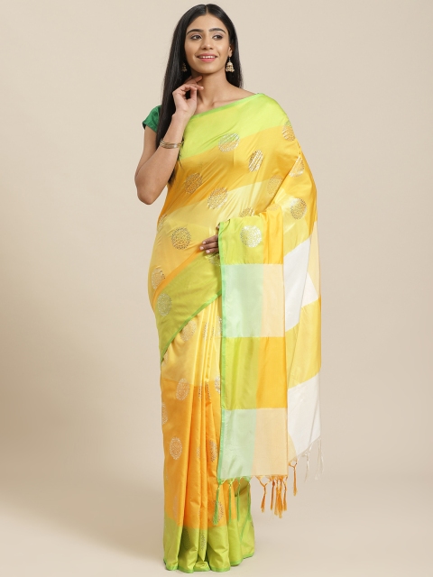

KALINI Yellow & Golden Printed Saree