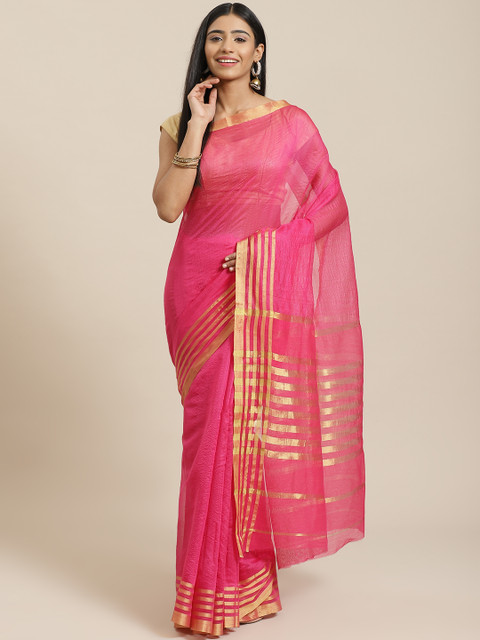 

KALINI Pink Solid Saree