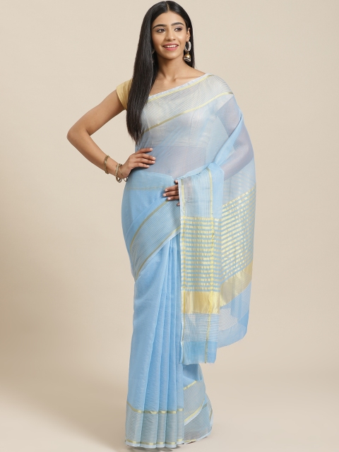 

KALINI Blue Self-Striped Saree