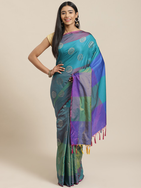 

KALINI Blue & Green Printed Saree