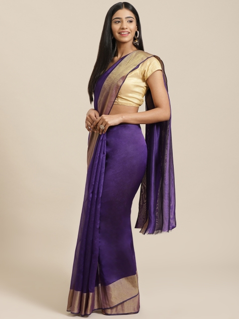 

KALINI Purple Solid Mysore Silk Saree