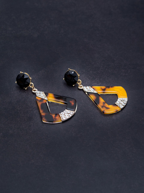 

Golden Peacock Black & Yellow Geometric Drop Earrings