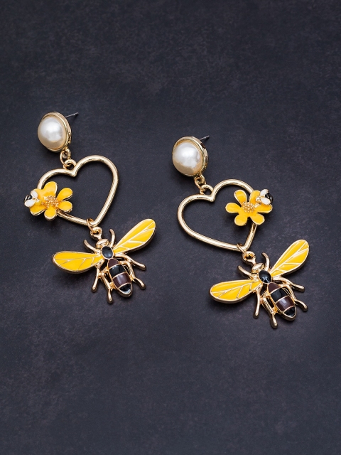

Golden Peacock Yellow Heart Shaped Drop Earrings