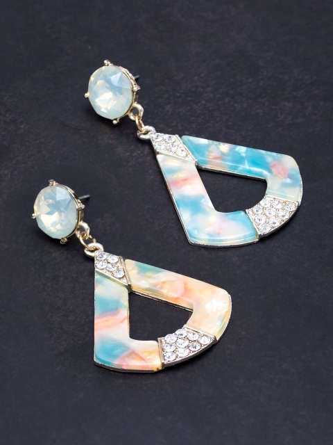 

Golden Peacock Multicoloured & Blue Geometric Drop Earrings, Multi