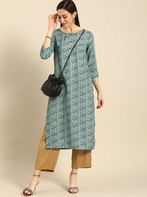 

Anouk Women Blue & Brown Floral Printed Kurta