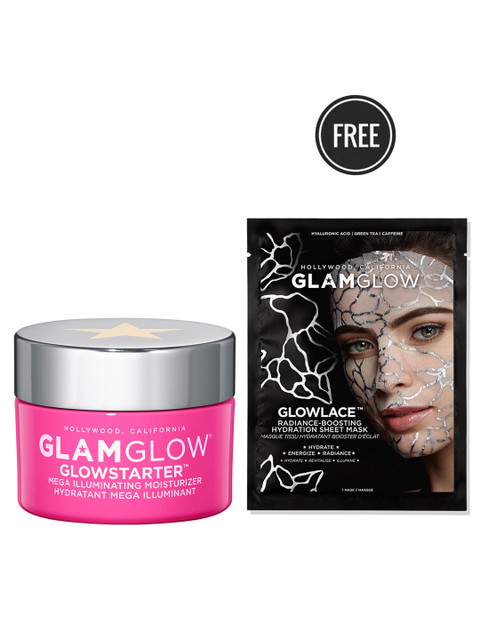 

GLAMGLOW Set of Mega Illuminating Moisturizer & Hydration Sheet Mask, Pink
