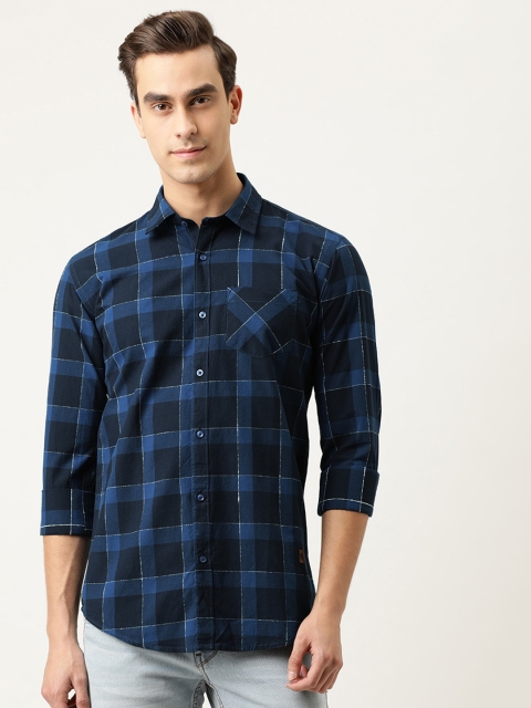 

Campus Sutra Men Blue & White Regular Fit Checked Casual Shirt