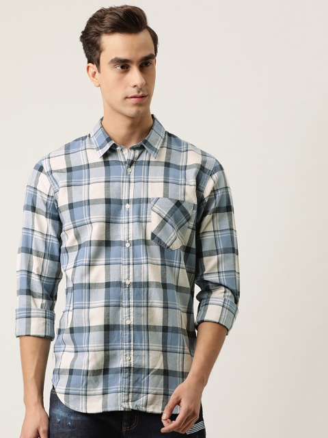 

Campus Sutra Men Blue Regular Fit Checked Casual Shirt