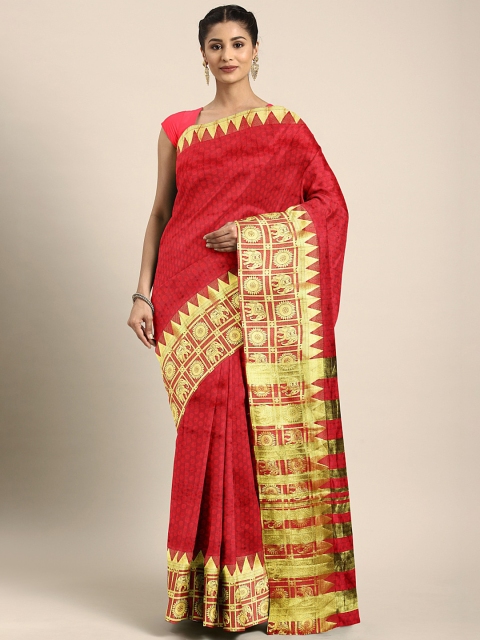 

KALINI Red & Gold-Toned Woven Design Banarasi Saree