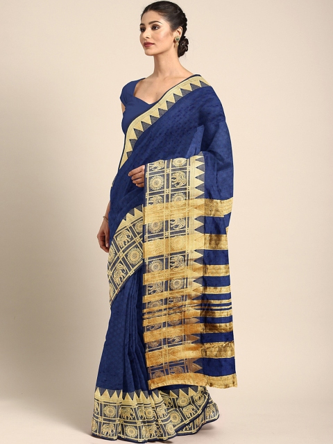 

KALINI Navy Blue Woven Design Banarasi Saree