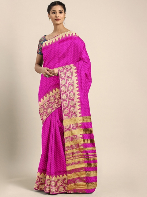 

KALINI Magenta Poly Silk Woven Design Banarasi Saree