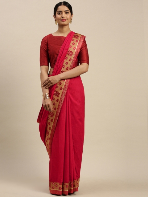 

Indian Women Red Solid Saree