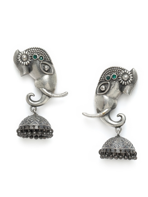

Natures Buggy Oxidised Silver-Toned Elephant-Shaped Drop Earrings