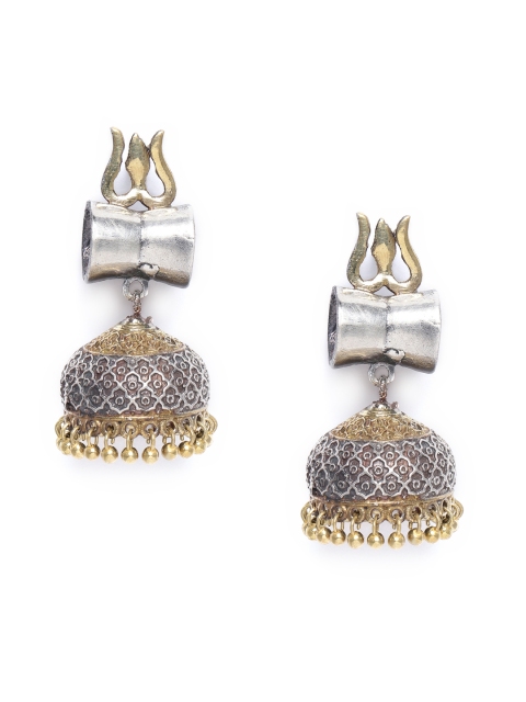 

Natures Buggy Gold-Toned Trishul Damroo Jhumkas