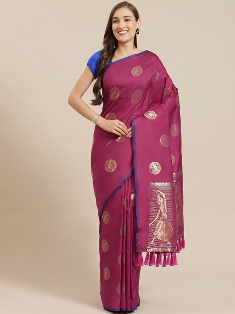 

Mitera Burgundy & Golden Woven Design Banarasi Saree