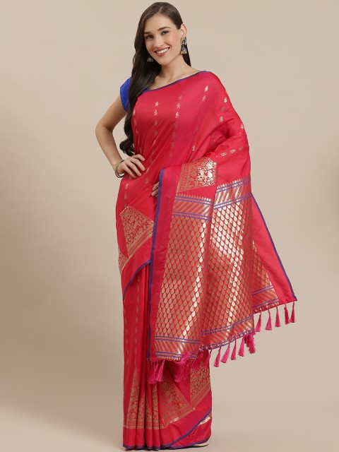 

Mitera Red & Golden Silk Blend Woven Design Banarasi Saree