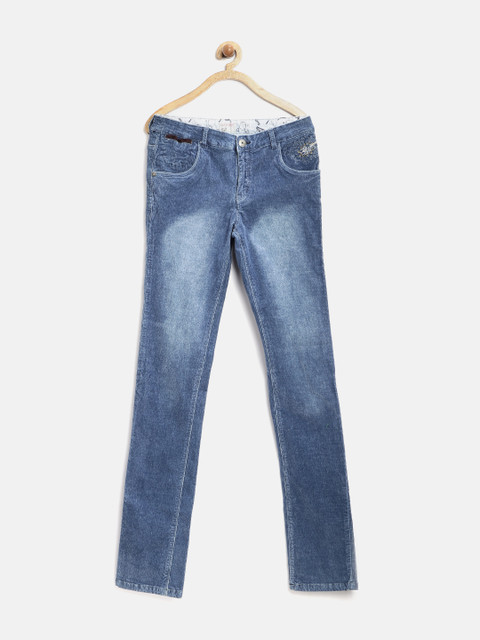 

GJ Unltd Jeans by Gini & Jony Girls Blue Washed Corduroy Stretchable Jeans