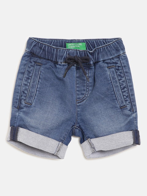 

United Colors of Benetton Boys Blue Washed Regular Fit Denim Shorts