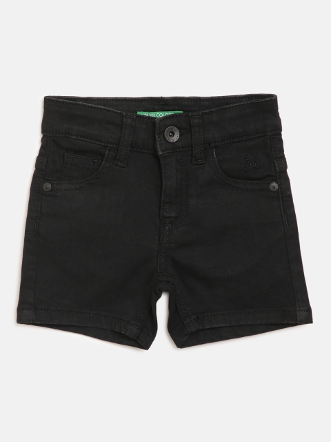 

United Colors of Benetton Boys Black Solid Regular Fit Denim Shorts