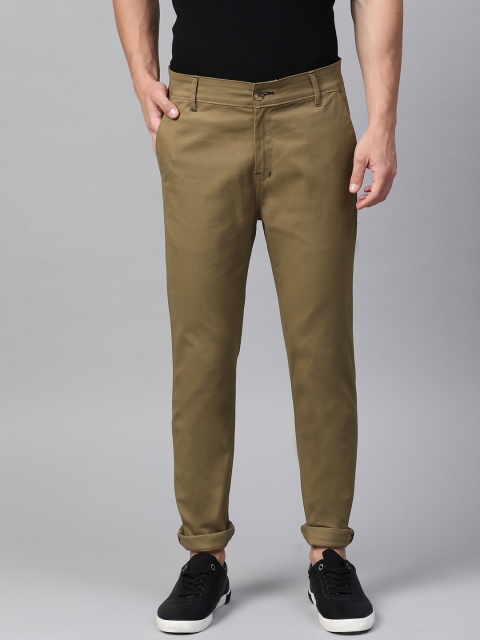 

Hubberholme Men Khaki Slim Fit Solid Regular Trousers