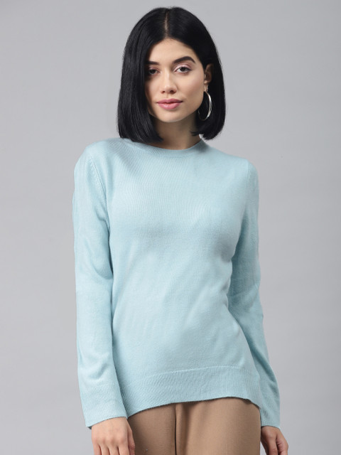 

Marks & Spencer Women Turquoise Blue Solid Pullover Sweater