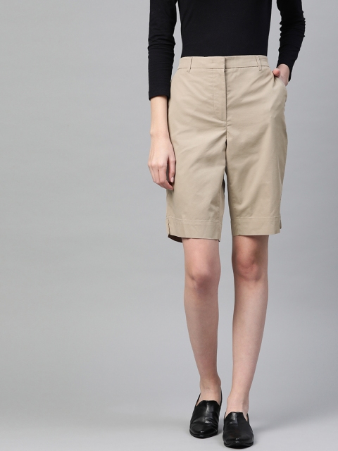 

Marks & Spencer Women Beige Solid Quick Dry Regular Fit Chino Shorts