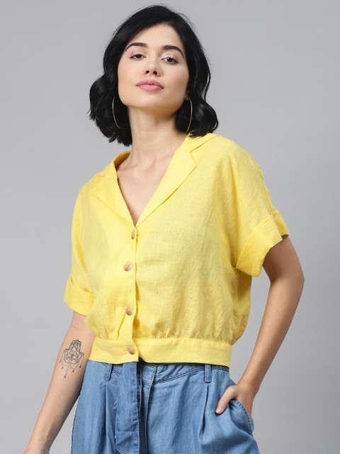 

Marks & Spencer Yellow Shirt Style Crop Top