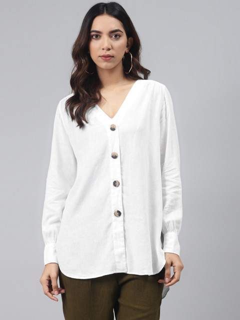 

Marks & Spencer White Shirt Style Longline Top