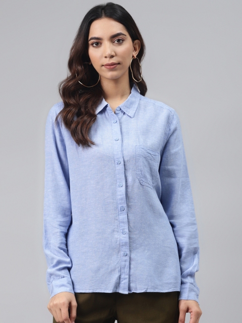 

Marks & Spencer Women Blue Regular Fit Solid Casual Shirt
