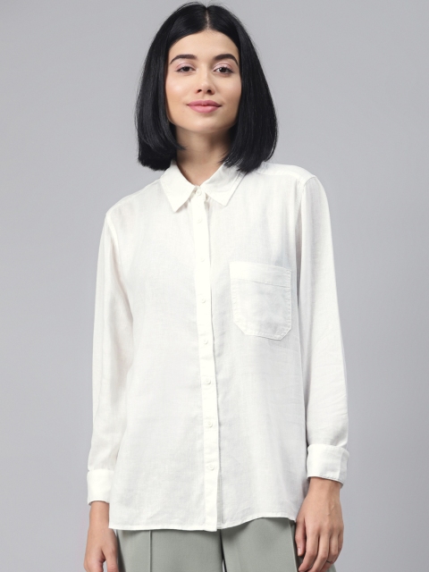 

Marks & Spencer Women White Regular Fit Solid Casual Shirt