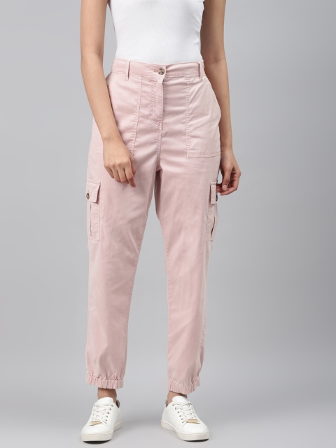 

Marks & Spencer Women Pink Tapered Fit Solid Cargo Joggers