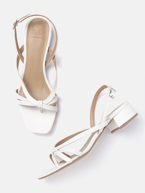 

her by invictus Women White Solid Block Heels