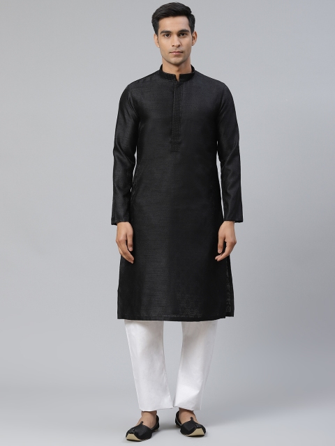 

Manthan Men Black Woven Design Straight Kurta