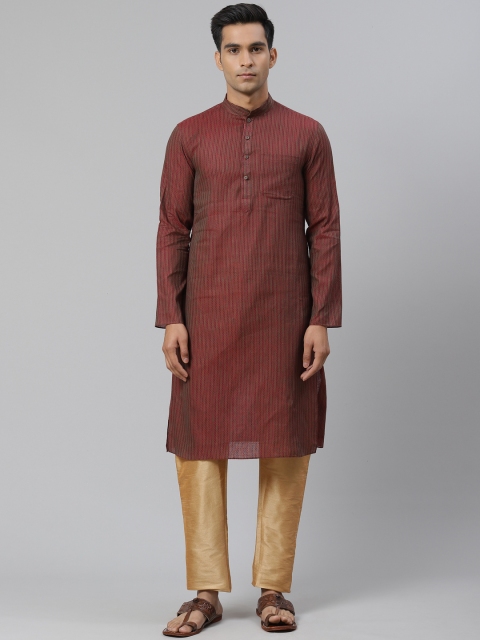 

Manthan Men Maroon & Green Woven Design Straight Kurta