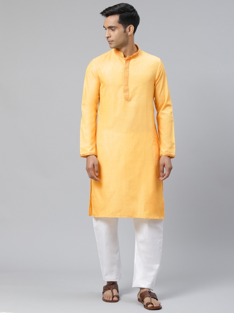 

Manthan Men Yellow Solid Straight Kurta
