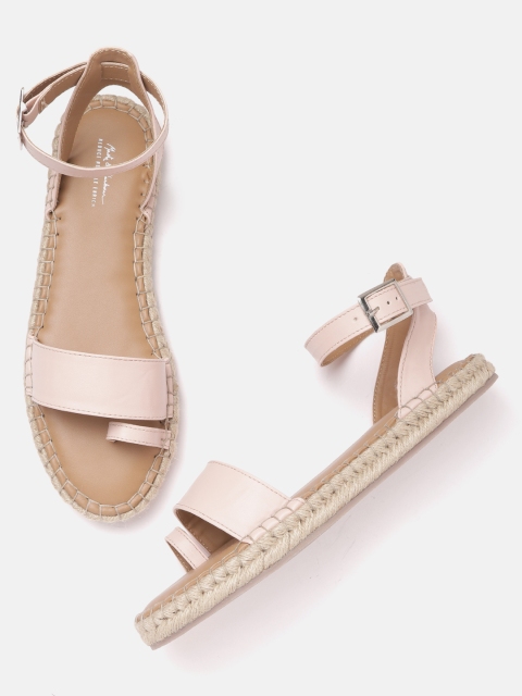 

Mast & Harbour Women Pink Solid One Toe Espadrille Flats