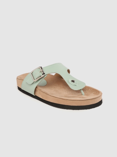 

Mast & Harbour Women Green T-Strap Flats with Buckles