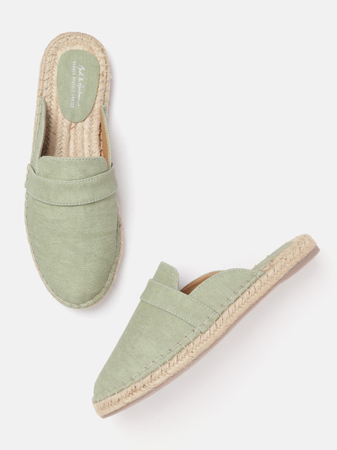 

Mast & Harbour Women Green Solid Mules