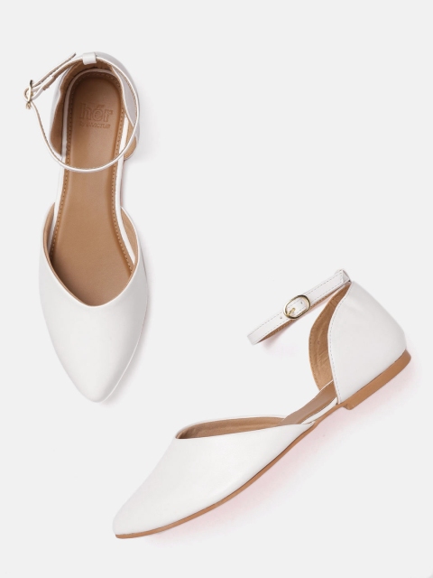 

her by invictus Women White Solid Mid-Top Ballerinas