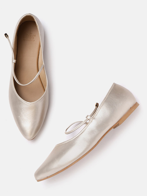 

her by invictus Women Gold-Toned Solid Ballerinas
