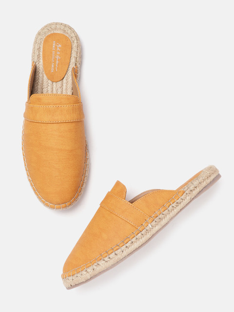 

Mast & Harbour Women Mustard Yellow Solid Mules